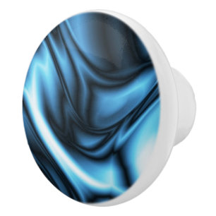 Bouton De Porte En Céramique Vague de soie bleue