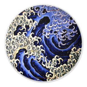 Bouton De Porte En Céramique Vague masculine (détail) par Hokusai