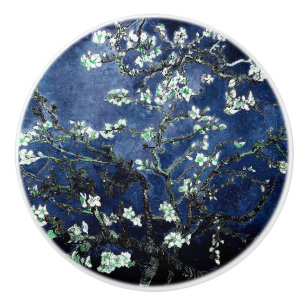 Bouton De Porte En Céramique Van Gogh Almond Blossoms Midnight Blue