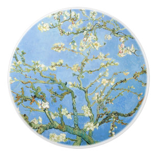 Bouton De Porte En Céramique Van Gogh Almond Blossoms, Sky Blue