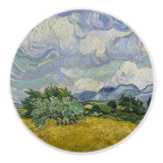 Bouton De Porte En Céramique Van Gogh Impressionnisme Blé Peinture de champ Nat (Devant)