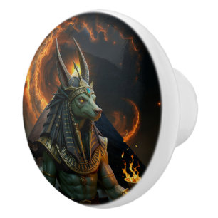 Bouton De Porte En Céramique Veilleur de l'Au-delà – Anubis.  
