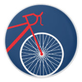 Bouton De Porte En Céramique Vélo rouge et blanc (Devant)