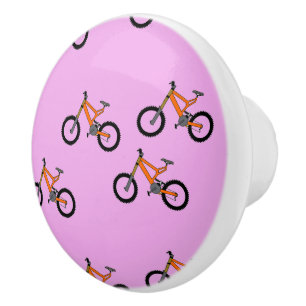 Bouton De Porte En Céramique Vélos motif sur rose