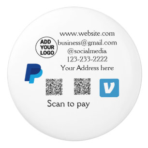 Bouton De Porte En Céramique Venmo paypal scan pour payer ajouter q r code logo