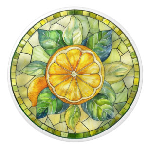 Bouton De Porte En Céramique Verre teinté Citrus Méditerranéen