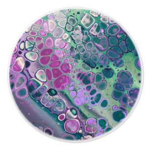 Bouton De Porte En Céramique Verse acrylique sirène, Cool coloré Abstrait