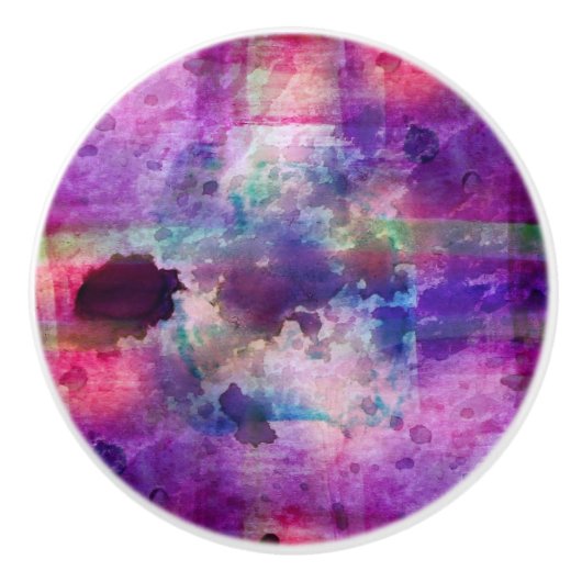 Bouton De Porte En Céramique Vert de conception, aquarelle pourpre de texture (Devant)