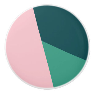 Bouton De Porte En Céramique Vert et rose géométrique abstrait