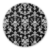 Bouton De Porte En Céramique Victorian Black and White Damask Pattern (Devant)