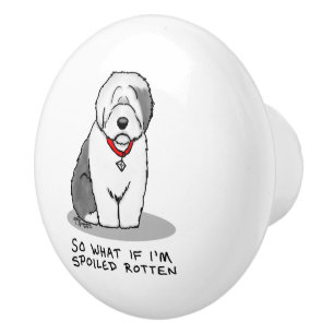 Bouton De Porte En Céramique Vieux chien de mouton anglais (Grey 1)