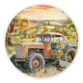 Bouton De Porte En Céramique vieux tracteur (Devant)
