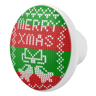 Bouton De Porte En Céramique Vilain pull motif sonnettes Joyeux fils Xmas
