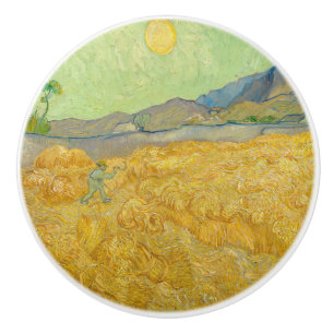 Bouton De Porte En Céramique Vincent van Gogh - Champ de blé avec un moissonneu