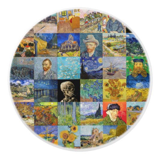 Bouton De Porte En Céramique Vincent van Gogh - chefs-d'oeuvre Mosaic Patchwork (Devant)