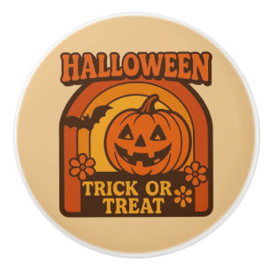 Bouton De Porte En Céramique Vintage 1970 Trick or Treat Halloween