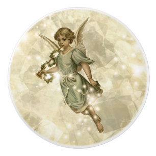 Bouton De Porte En Céramique Vintage Angel Glittering Gold V4 ID136