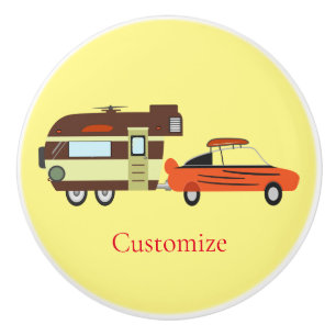 Bouton De Porte En Céramique Vintage Car et Caravane Thunder_Cove