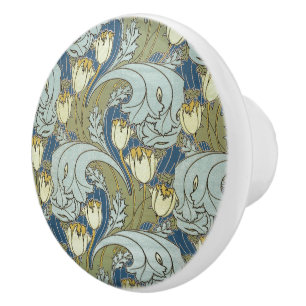 Bouton De Porte En Céramique Vintage Charles Voysey Tulip