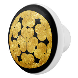 Bouton De Porte En Céramique Vintage Faux Gold Chosokabe Japon Mon Oriental Art