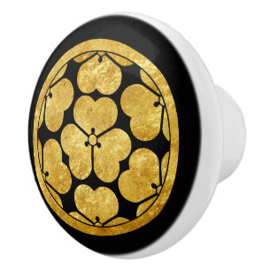 Bouton De Porte En Céramique Vintage Faux Or Chosokabe Japon Mon Art Oriental