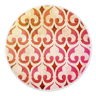 Bouton De Porte En Céramique Vintage Fleur de Lis Motif Mobilier Knob