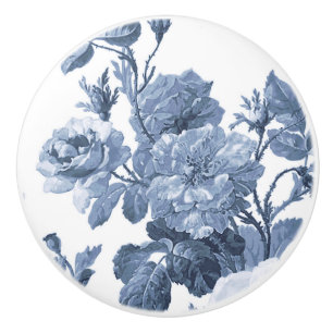 Bouton De Porte En Céramique Vintage Floral Anglais Cottage Bleu et Blanc 2