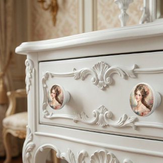 Bouton De Porte En Céramique Vintage Rococo Lady, Romantic Floral 