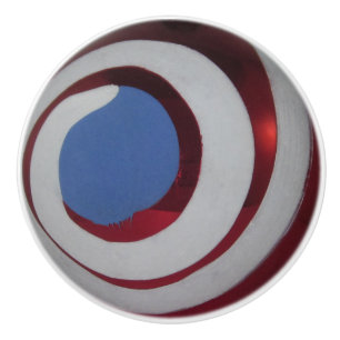Bouton De Porte En Céramique Vintage Rouge Blanc Bleu Verre de Noël Balle
