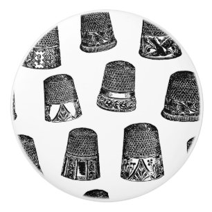 Bouton De Porte En Céramique Vintage Thimbles coudre à thème personnalisation B