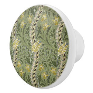 Bouton De Porte En Céramique Vintage William Morris Daffodil Fleurs Jaune