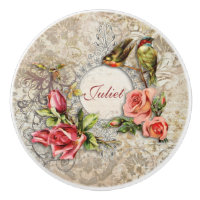 Vintages Roses Damas et oiseaux Personnalisé