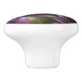 Bouton De Porte En Céramique Violet Abstrait violet violet kaki fractal (Côté)