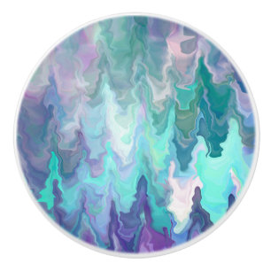 Bouton De Porte En Céramique Violet, Turquoise et Turquoise Abstrait