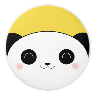 Bouton De Porte En Céramique Visage attrayant heureux de panda de Cheeked