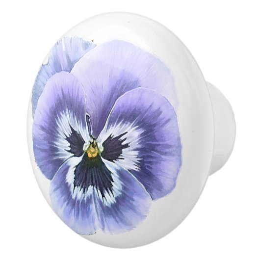 Bouton De Porte En Céramique Visage de Pansy pourpre (Droite)