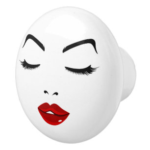 Bouton De Porte En Céramique Visage élégant