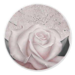 Bouton De Porte En Céramique Vitrages de rose blanche en verre de marbre modern