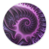 Bouton De Porte En Céramique Vivid Cool Abstrait rose violet Fractal Art Spiral (Devant)