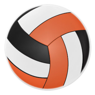 Bouton De Porte En Céramique Volley-ball orange, noir et blanc
