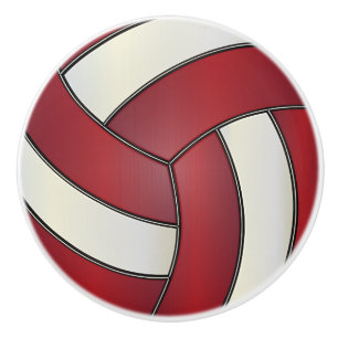 Bouton De Porte En Céramique Volley-ball rouge foncé et blanc 🏐