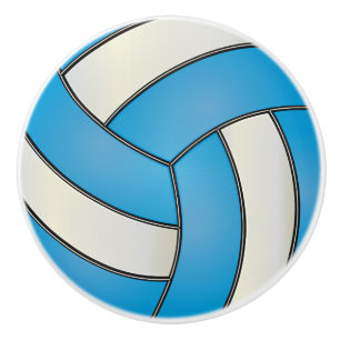 Bouton De Porte En Céramique Volleyball de bleus layette et de blanc
