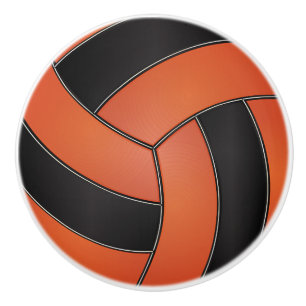 Bouton De Porte En Céramique Volleyball orange et noir