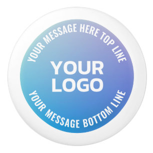 Bouton De Porte En Céramique Votre logo Ombre de bleu à violet et texte circu
