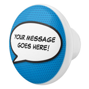 Bouton De Porte En Céramique Votre message bulle de dialogue Fun rétro bande de