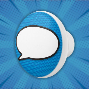 Bouton De Porte En Céramique Votre message bulle de dialogue Fun rétro bande de