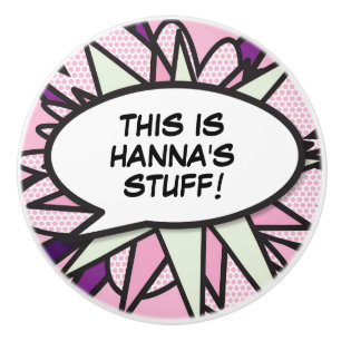 Bouton De Porte En Céramique Votre message Voix Bubble Amusant Retro Comique Li