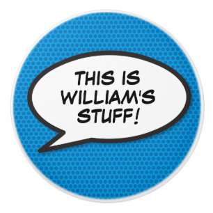 Bouton De Porte En Céramique Votre message Voix Bubble Amusant Retro Comique Li