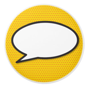 Bouton De Porte En Céramique Votre message Voix Bubble Amusant Retro Comique Li