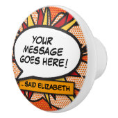 Bouton De Porte En Céramique Votre message Voix Bubble Amusant Retro Comique Li (Droite)